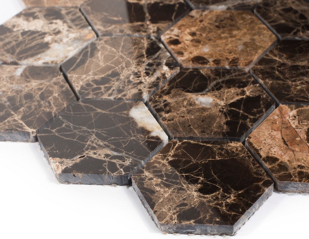 Мозаика Hexagon Dark Emperador Polished серия Wild Stone