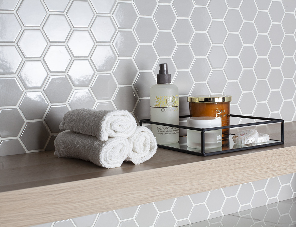Мозаика Hexagon small Grey Glossy (MT20116) серия Homework