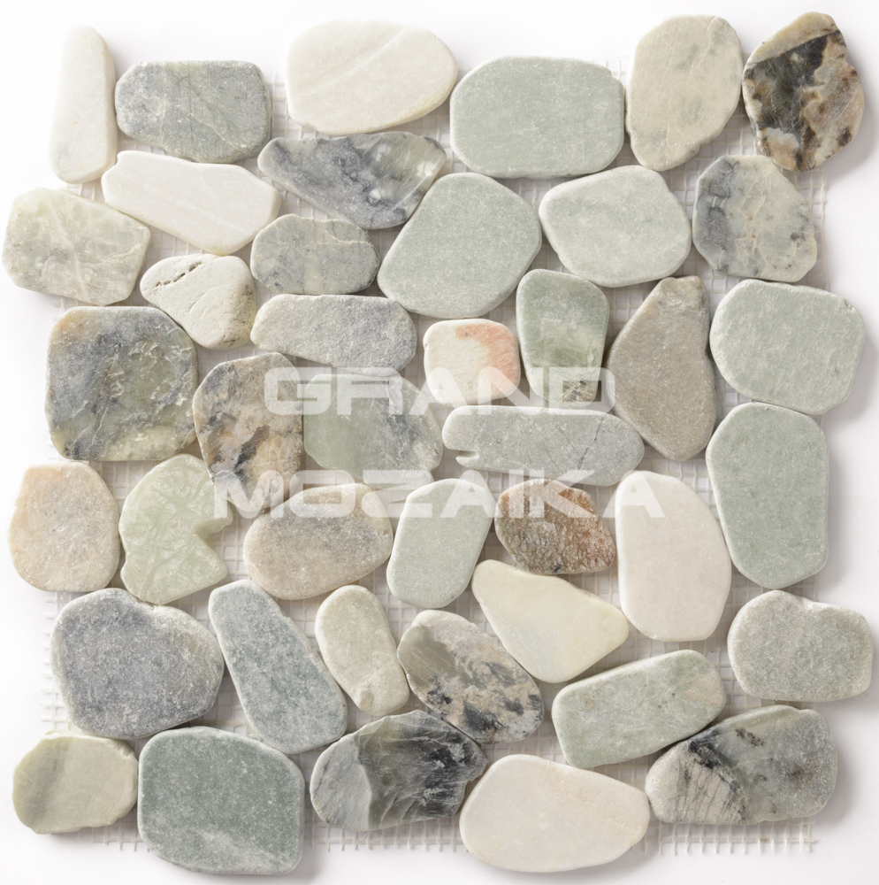 Мозаика 052371 MS-WB1 МРАМОР бел/зел/серый круглый серия Nature