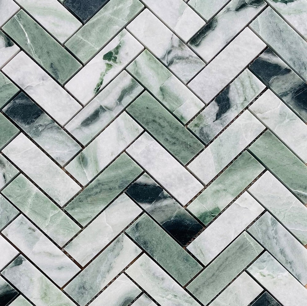 Мозаика Onice Verde oliva POL fish 23x73x7 серия Pietrine